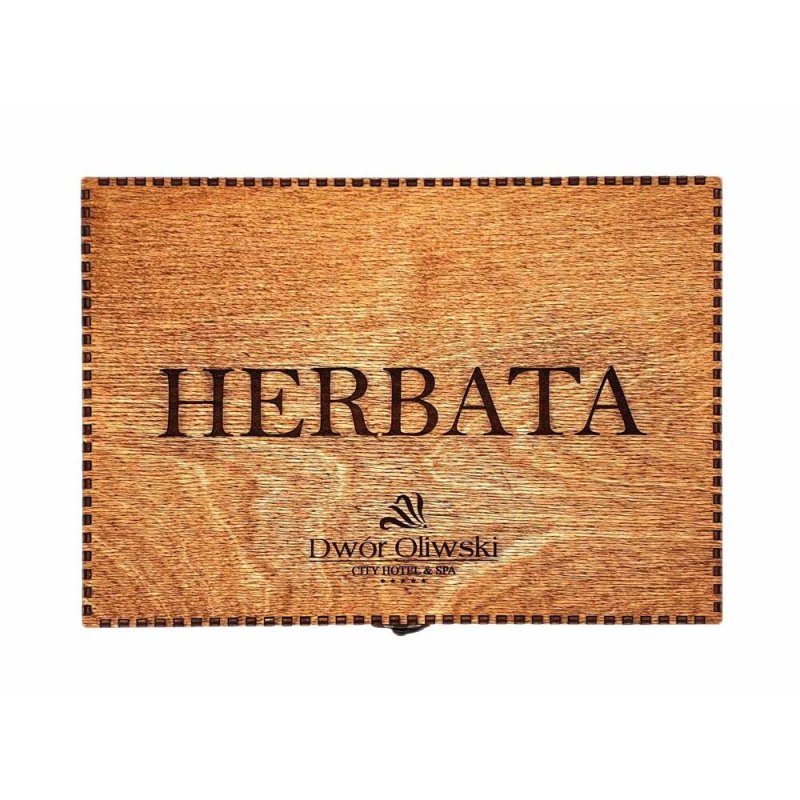 Drewniana herbaciarka personalizowana z grawerem
