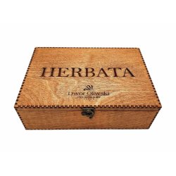 Drewniana herbaciarka personalizowana z grawerem