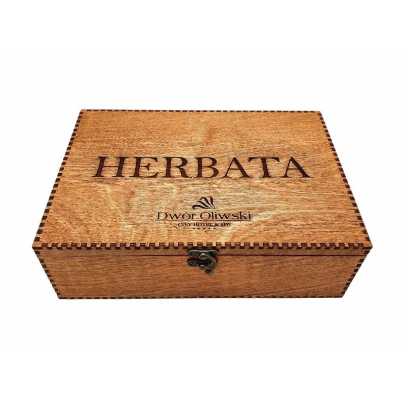 Drewniana herbaciarka personalizowana z grawerem